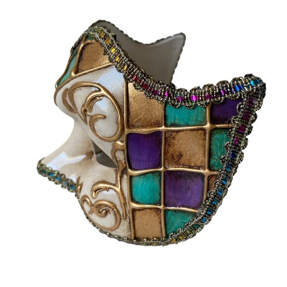 Hand-Painted Venetian Masquerade Mask Colorful Halloween Rainbow Carnival Italy - Picture 2 of 7